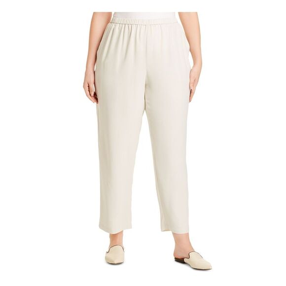 EILEEN FISHER Womens Beige Pull On Cropped High Waist Pants...